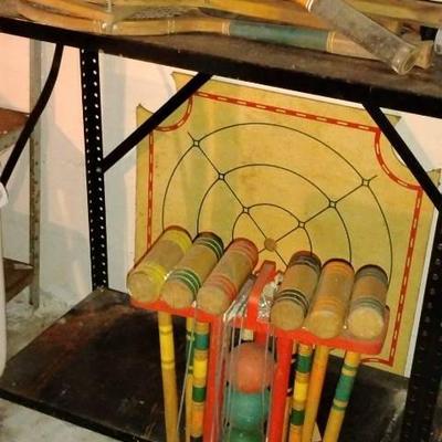 Vintage Croquet Set & Other Sporting Goods 