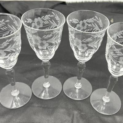 Etched Cordial Glasses