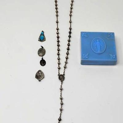 Sterling Rosary & Medals 