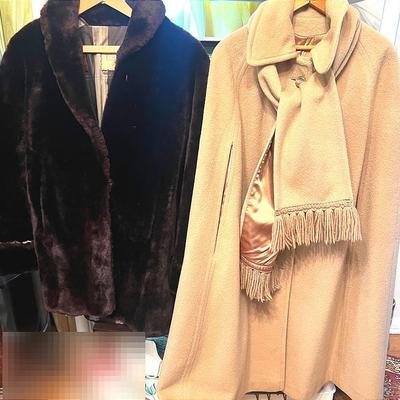 Vintage Women’s , Wool Mouton Jacket & Poncho Coat