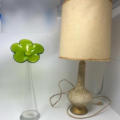 Murano Glass Vase & Mid Century Lamp