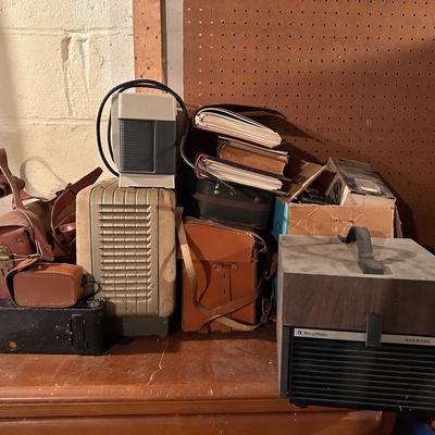 Assorted Vintage Cameras, Cases & Equipment