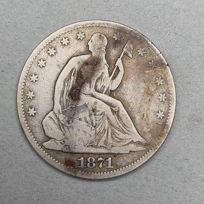 1871 Carson City Liberty Seated Half Dollar