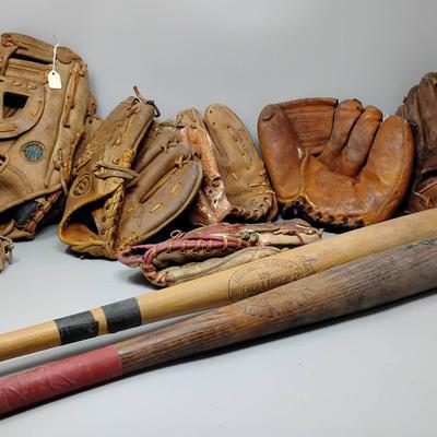 Vintage Baseball Bats & Mitts 