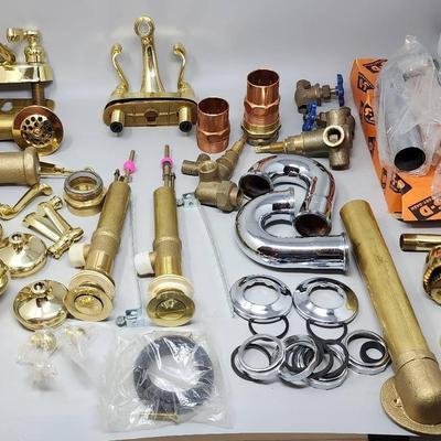 Vintage Solid Brass Bathroom Faucets, Shower head Fixture, & Other Brass/Copper Plumbing Parts
