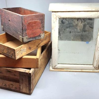 Antique Bathroom Vanity And Wooden Boxes