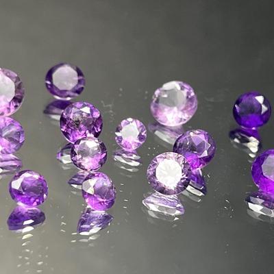 Amethyst Rounds 9.60 CTTW Mixed Sizes 4mm to 7mm - Lilac to Purple Range of Colors 