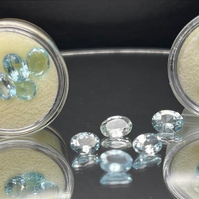 Swiss Blue Topaz and White Topaz Ovals 16.55 CTTW
