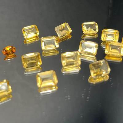 Citrine Oval 6x4mm Pair 0.70 Ct and Emerald Cut Parcel 8x6mm 18.85 Cttw