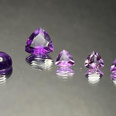 Amethyst Cabochon 9x4mm 2.85 CT, Trillion 5.25 CTTW 10x10mm 6x6mm