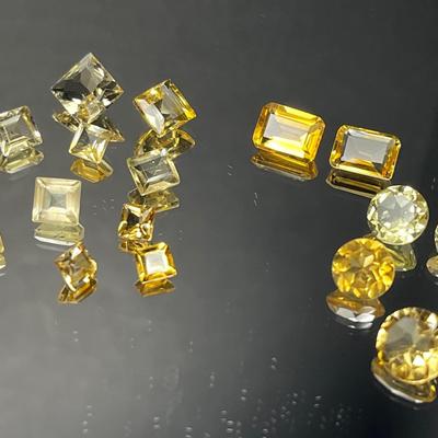 Citrine 15.20 CTTW - Emerald Cut, Princess Cut, Round - 4 Pairs - White Wine to Golden Tones