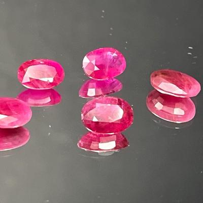 Ruby Ovals, 5 Pcs 5.45 CTTW 6x4mm  