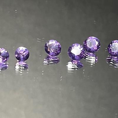 Synthetic Zandrite Rounds - 3 Pairs -5mm 1.00 CTTW, 6mm 3.15 CTTW - Purple Power