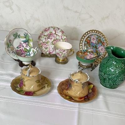 Tea Cups, Lefton Clotted Cream Pots, Wedgewood Pitcher