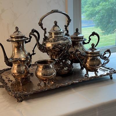 Silver On Copper Serving Set 6 Piece Set On Serving Tray