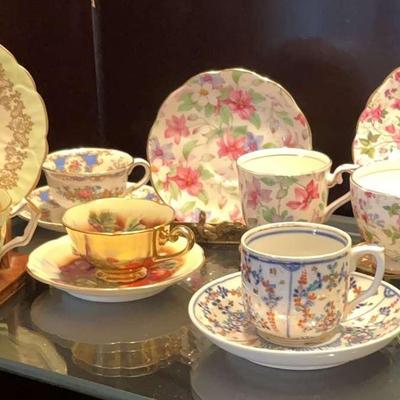 Antique Porcelain Tea Cups And Saucers