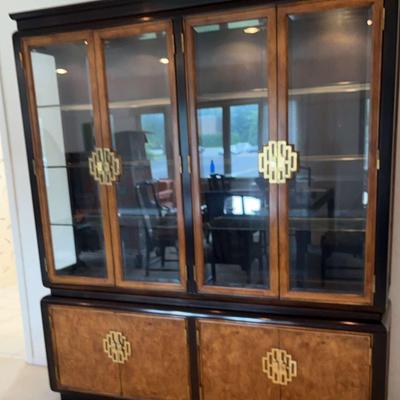 Asian Motif Lighted China Cabinet