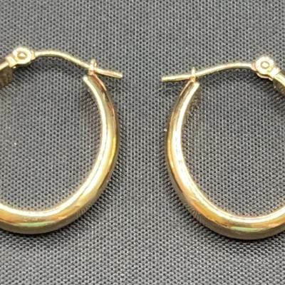 14k Oval Hoop Earrings 