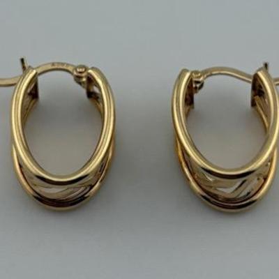 Pair of 14k Yellow Gold Pierced Hoop Earrings