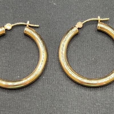 Gold Round Hoop Earrings 