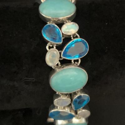 Spinel, Moonstone And Larimar Bracelet 