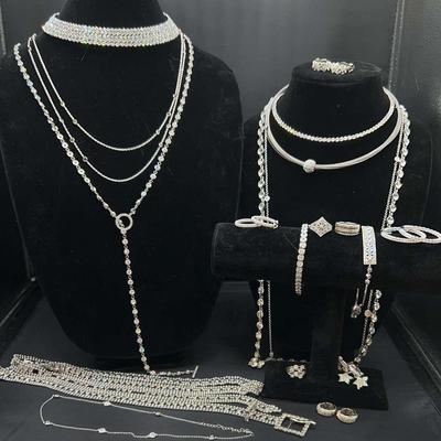 Large Assortment Of Fancy Cubic Zirconia, And Glass Decorative Costume Jewelry.