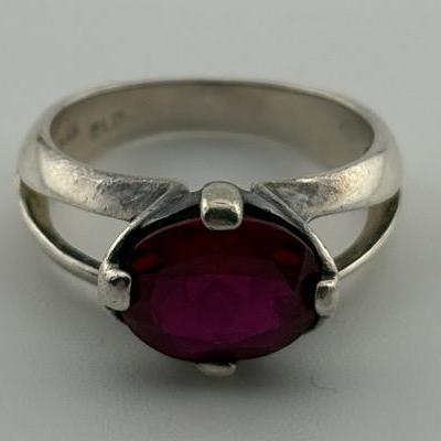Sterling Silver 2 Carat Oval Ruby Ring