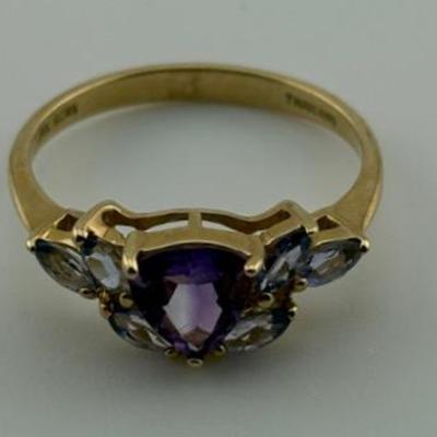 10k Yellow Gold Amethyst & Tanzanite Ring