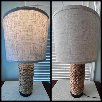 Pair Of Seagrass Lamps With Charging Ports