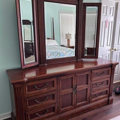 Dresser With Attached Mirror