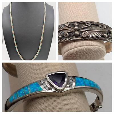 Sterling Silver Necklace & Bracelets...Native American Style
