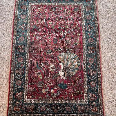 2’6” X 4’ Silk Persian Style Rug on Hanging Rod