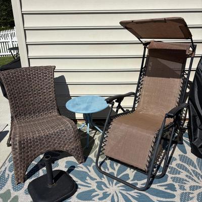 Zero Gravity Patio Chair, Wicker Chair, Small Table
