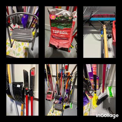 Assortment Of Yard Tools-Rakes, Shovels, Post HoleDiggers