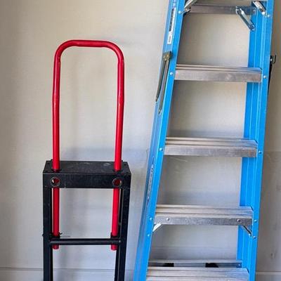 Werner 6’ Fiberglass Step Ladder & Milwaukee Convertible Handtruck