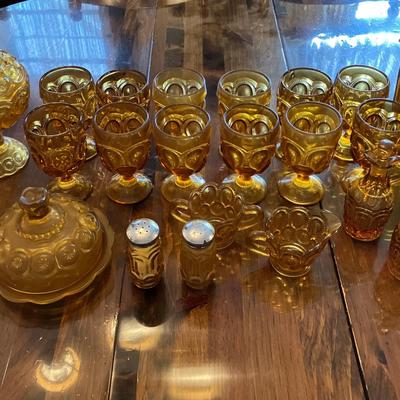 L.E. Smith Amber Glass "Moon and Stars"
