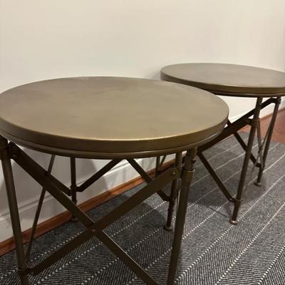 Round Metal Side Table - Dark Gold Tone