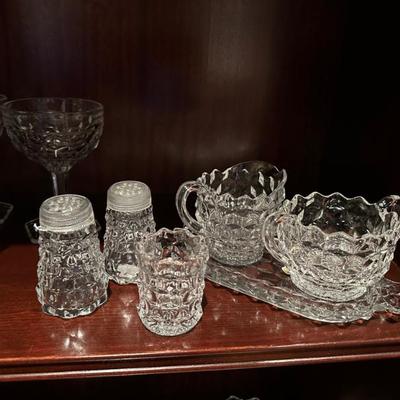American Fostoria - Salt and Pepper Shakers, Sugar and Creamer, and Toothpick Holder