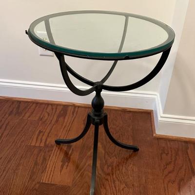 Small Iron Side Table with Glass Top
