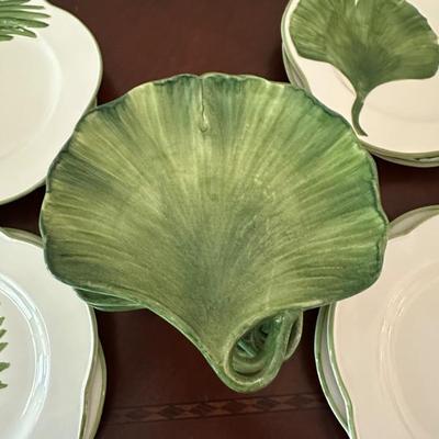 Vietri Italy Ginkgo Collection Leaf Shaped Dish - Discontinued
