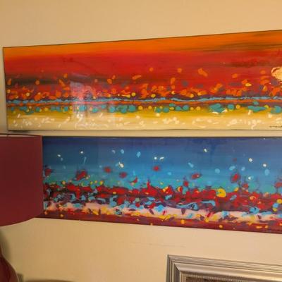  Manuel Padilla, a nationally acclaimed contemporary painter based in Texas.  Acrylic on canvas. 18"x60" each