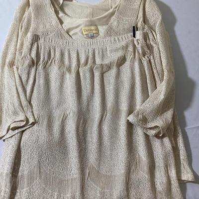 Damianoh Light Gold White 3 Piece Blouse Set