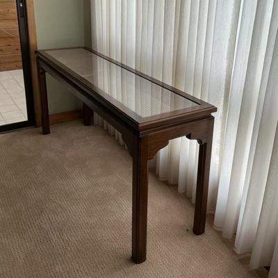 Ethan Allen Glass Top Console Table