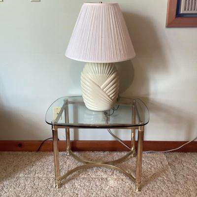 Glass Table & Lamp 