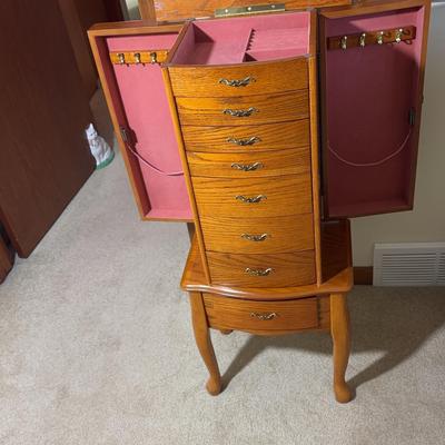 Wooden Jewelry Armoire with Mirror