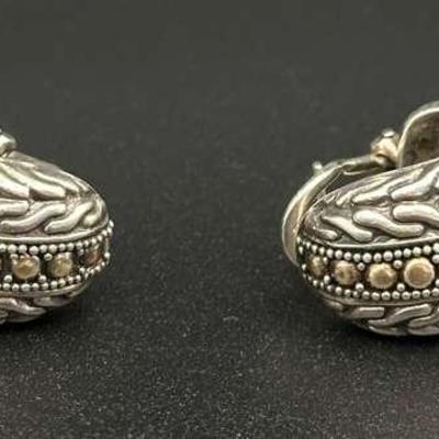 Sterling Silver & 18k Gold John Hardy Omega Back Earrings