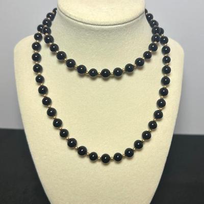 14K Gold & Black Beaded Necklace and Bracelet Set – Littman Jewelers, New in Box
