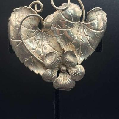 Baur Sterling Silver Floral Pin - 38.0g