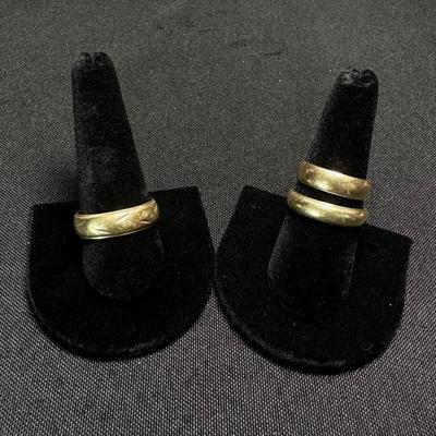 Three 14K Gold Wedding Band Rings – Vintage Set