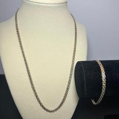 Italy 925 Sterling Silver Necklace and Bracelet Set